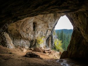 Eine Höhle. Hier wohnten vor Millionen Jahren Menschen.